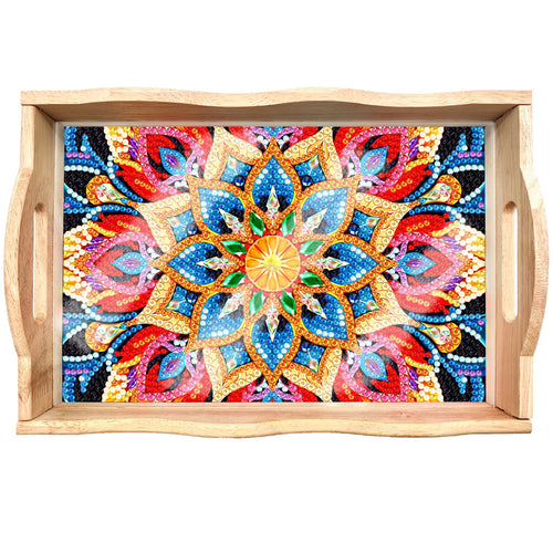 Skanto | DIY Diamant Maleri Trebrett Matbrett med Håndtak Stue Dekorasjon Mandala Trebrett Sett