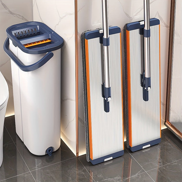 Flat mop set with bucket & wringing function | Skanto