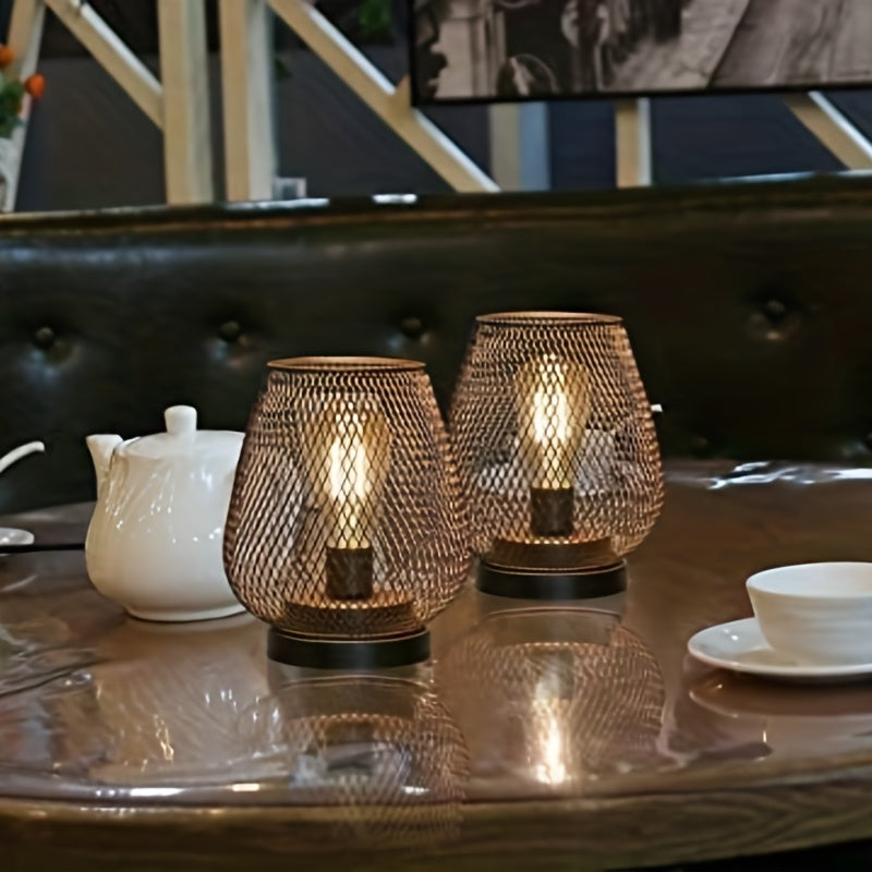 Skanto | RusticMesh Bordlampe Sett – Industriell Stil og Atmosfærisk Belysning