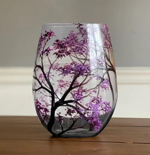 Norvo | Four Seasons Tree Vin Glass - Håndmalt Kunst