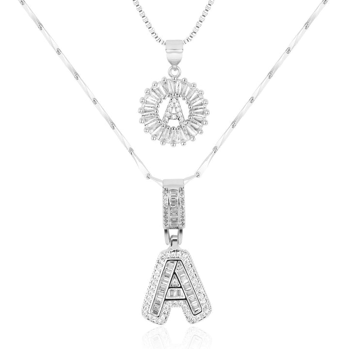 Skanto | 2pc 14k Diamant Bokstav Initial Halskjeder