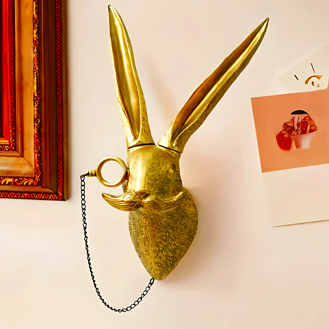 Wanddeko Vintage-Tierkopf-Skulptur aus Kunstharz