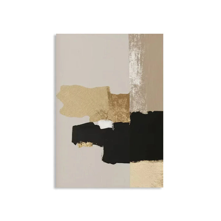 Black Beige Golden Color Block Abstract Wall Art Artistic Canvas Prints Modern Pictures for Living Room Bedroom Contemporary Interior Decor | Skanto