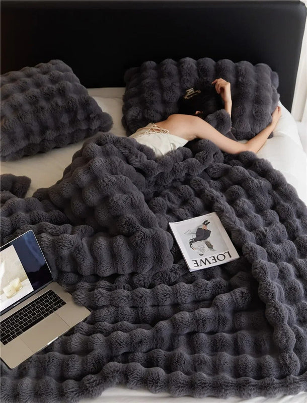 Skanto | SnuggleSoft Plyspledd | Reversibel | Vintervarme året rundt | Fleece