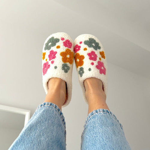 Skanto | Blumina | Varme tøfler | Blomsterdesign | Non-slip såle