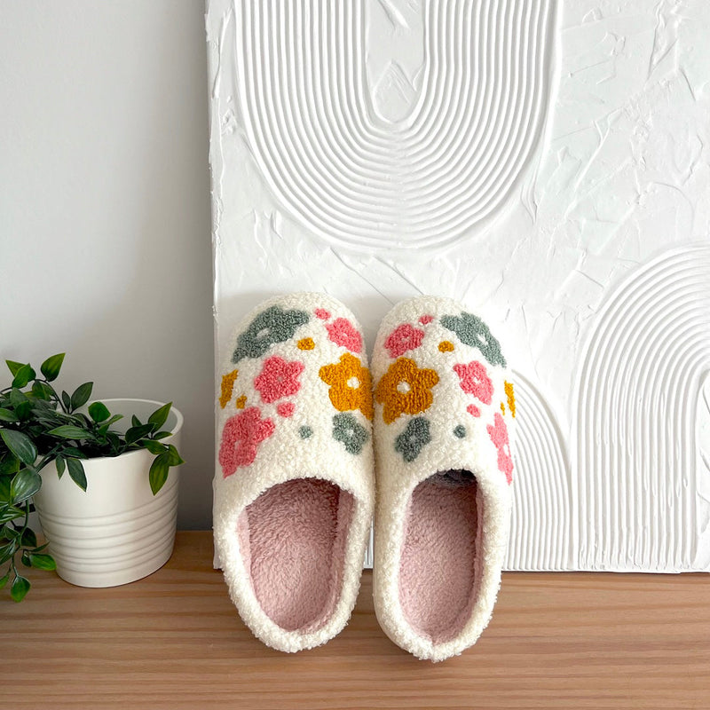 Skanto | Blumina | Varme tøfler | Blomsterdesign | Non-slip såle