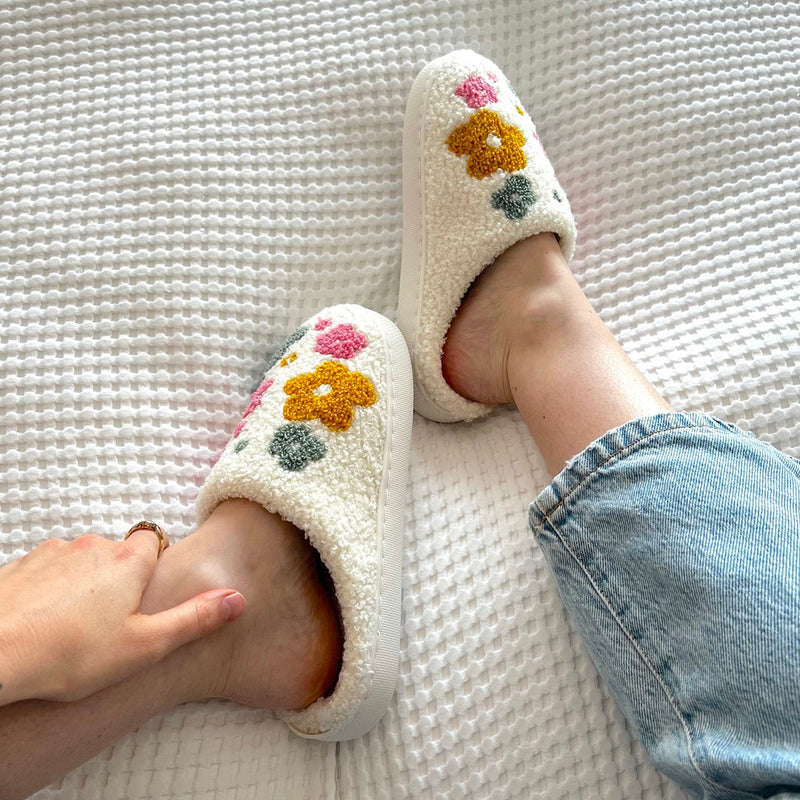 Skanto | Blumina | Varme tøfler | Blomsterdesign | Non-slip såle