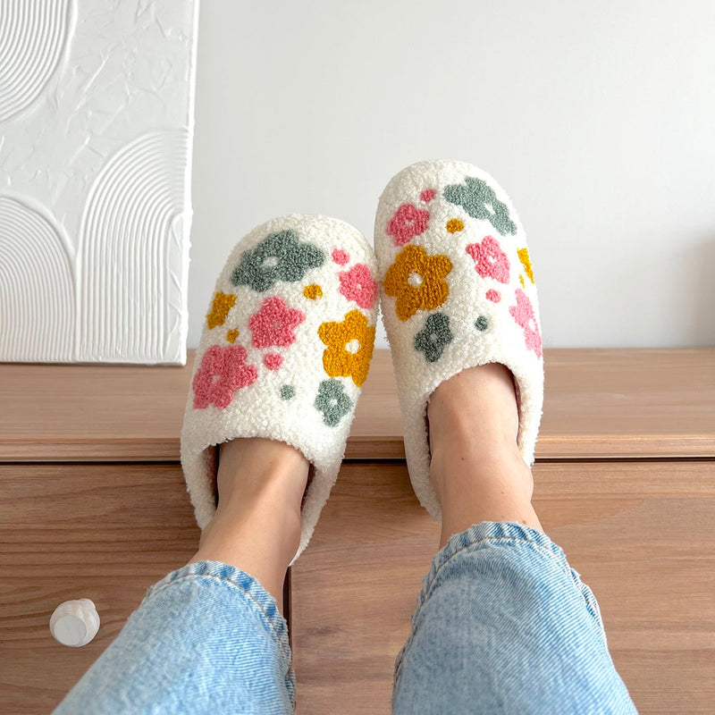 Skanto | Blumina | Varme tøfler | Blomsterdesign | Non-slip såle