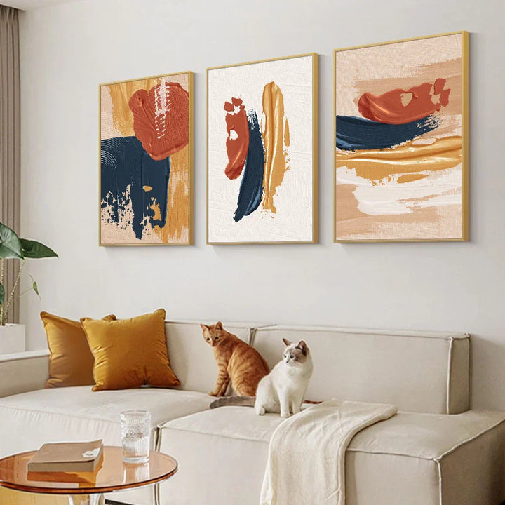Modern Abstract Bold Brushstroke Color Fusion Wall Art Fine Art Canvas Print Colorful Pictures for Living Room | Skanto