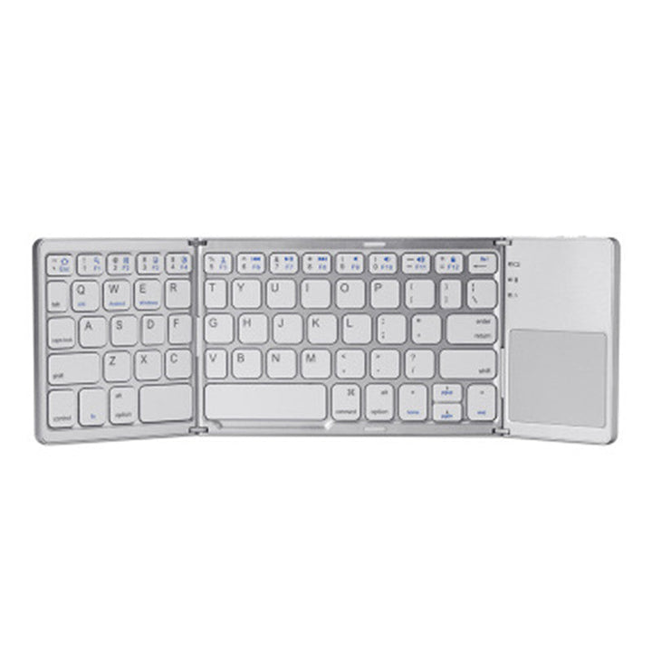 Skanto | Lommevennlig tri-foldet oppladbar Bluetooth3.0-tastatur med sensitiv berøringsplate, for nettbrett, smarttelefoner, bærbare datamaskiner, PC og mer