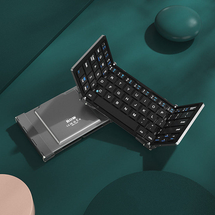 Skanto | Sammenleggbar Oppladbar Trådløs Tastatur med Lærveske, for Android Windows iOS Nettbrett & Laptop