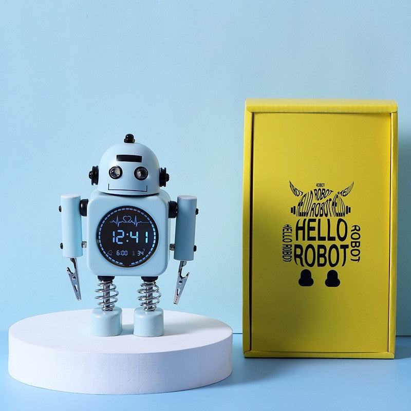 Skanto | Robot Vekkerklokke, Lettlest Digitalt Display, Behagelige Lyder & Temperatur