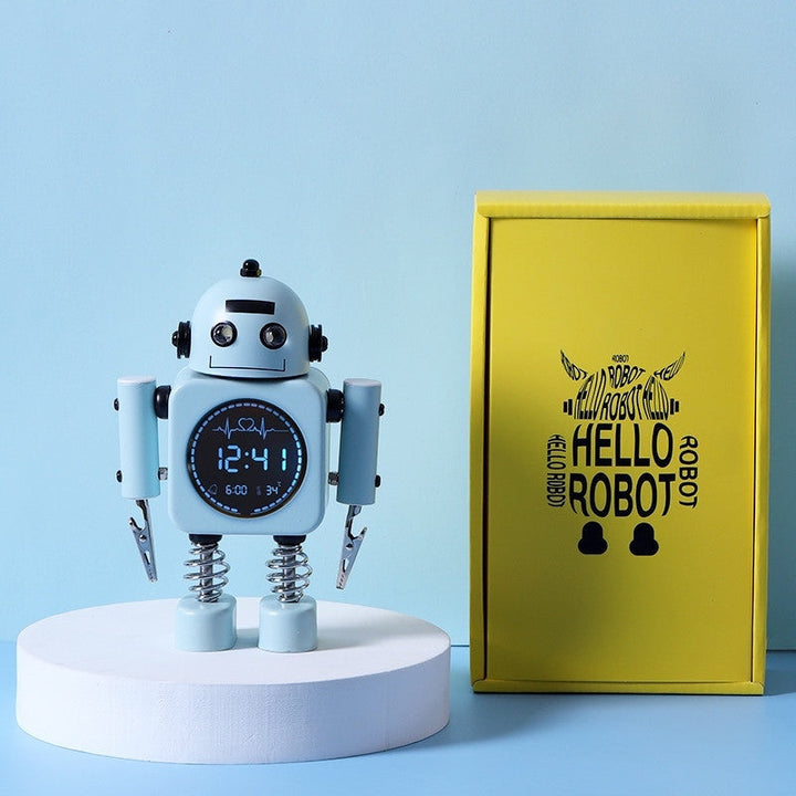 Skanto | Robot Vekkerklokke, Lettlest Digitalt Display, Behagelige Lyder & Temperatur