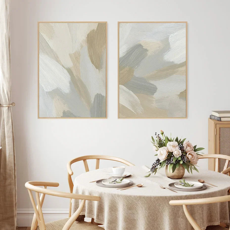 Neutral Colors Abstract Thick Brush Painting Wall Art Fine Art Canvas Prints Posters Pictures For Modern Living Room Bedroom Art Decor | Skanto