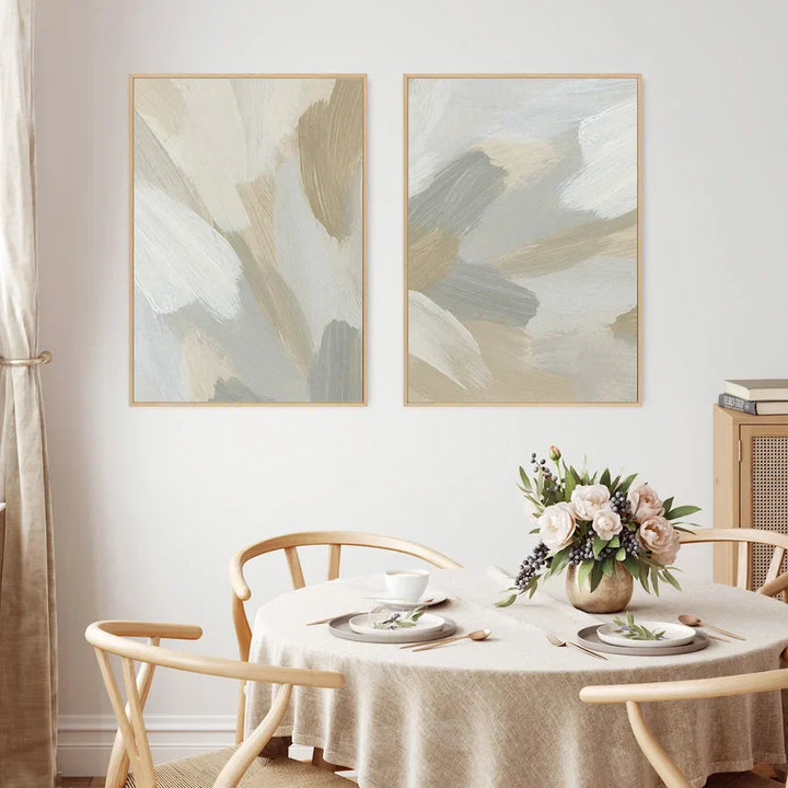 Neutral Colors Abstract Thick Brush Painting Wall Art Fine Art Canvas Prints Posters Pictures For Modern Living Room Bedroom Art Decor | Skanto