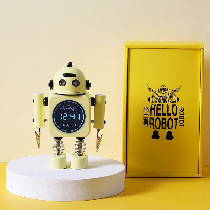 Skanto | Robot Vekkerklokke, Lettlest Digitalt Display, Behagelige Lyder & Temperatur