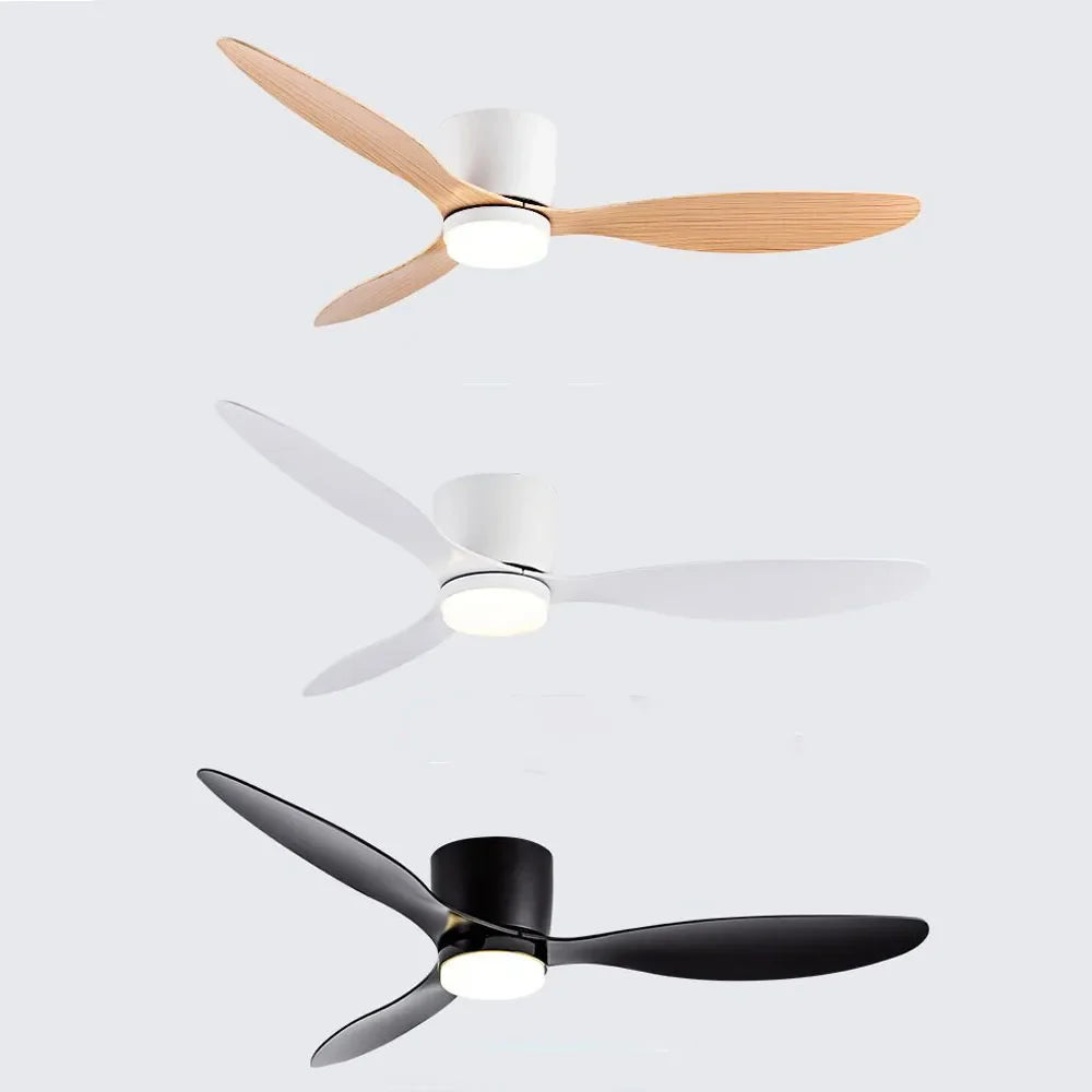 42/52 Tommers Takvifter med LED Lys - 3 Farger, 6 Hastigheter DC Motor, Fjernkontroll, Lave Gulvdekorative Vifter med Belysning | Skanto