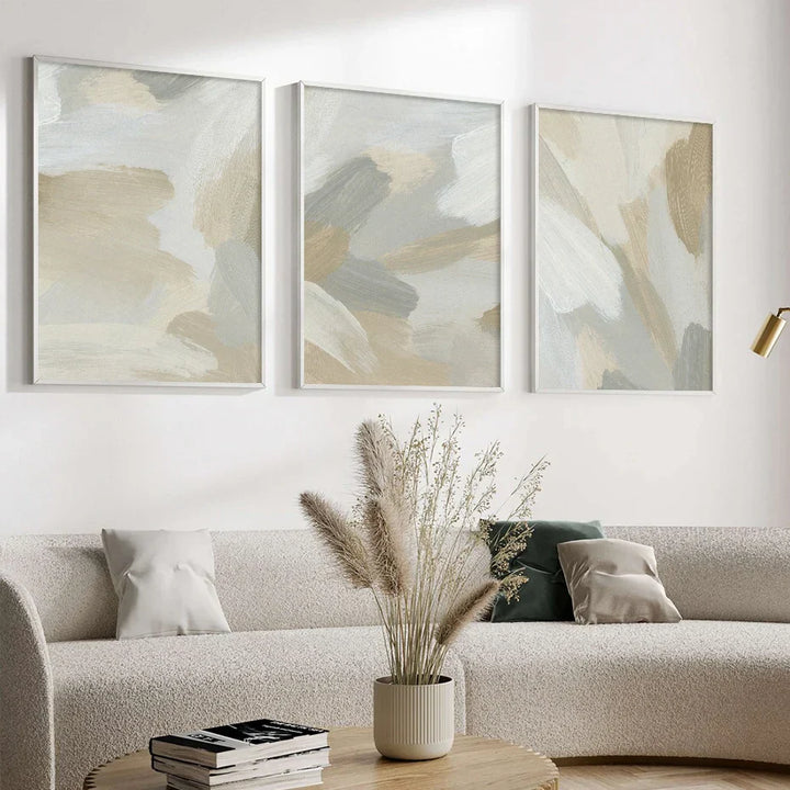 Neutral Colors Abstract Thick Brush Painting Wall Art Fine Art Canvas Prints Posters Pictures For Modern Living Room Bedroom Art Decor | Skanto