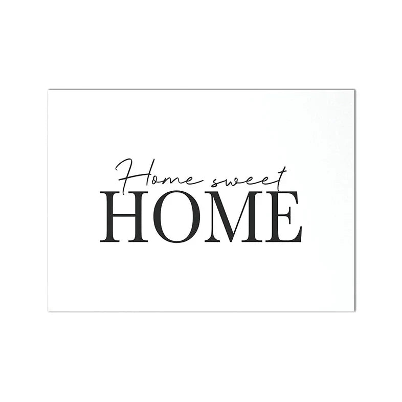 Home Sweet Home Black White Quotes Posters Wall Art Canvas Prints Minimalist Nordic Pictures For Simple Living Room Decor | Skanto