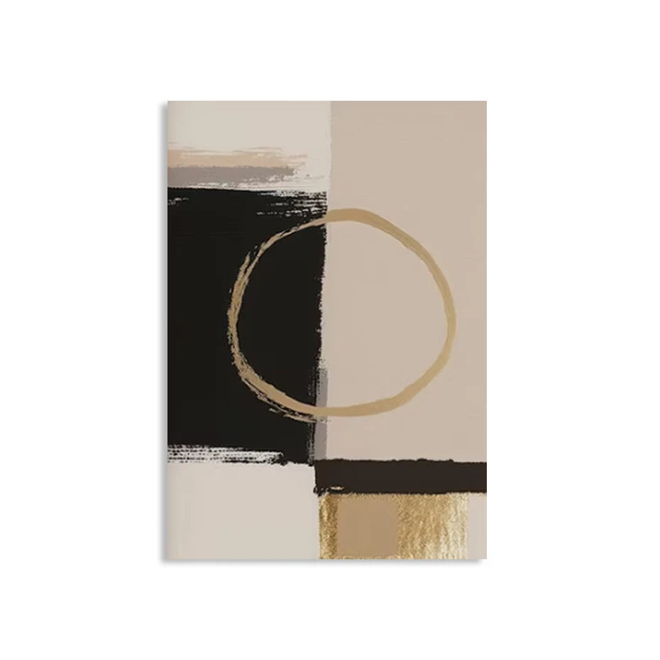 Black Beige Golden Color Block Abstract Wall Art Artistic Canvas Prints Modern Pictures for Living Room Bedroom Contemporary Interior Decor | Skanto