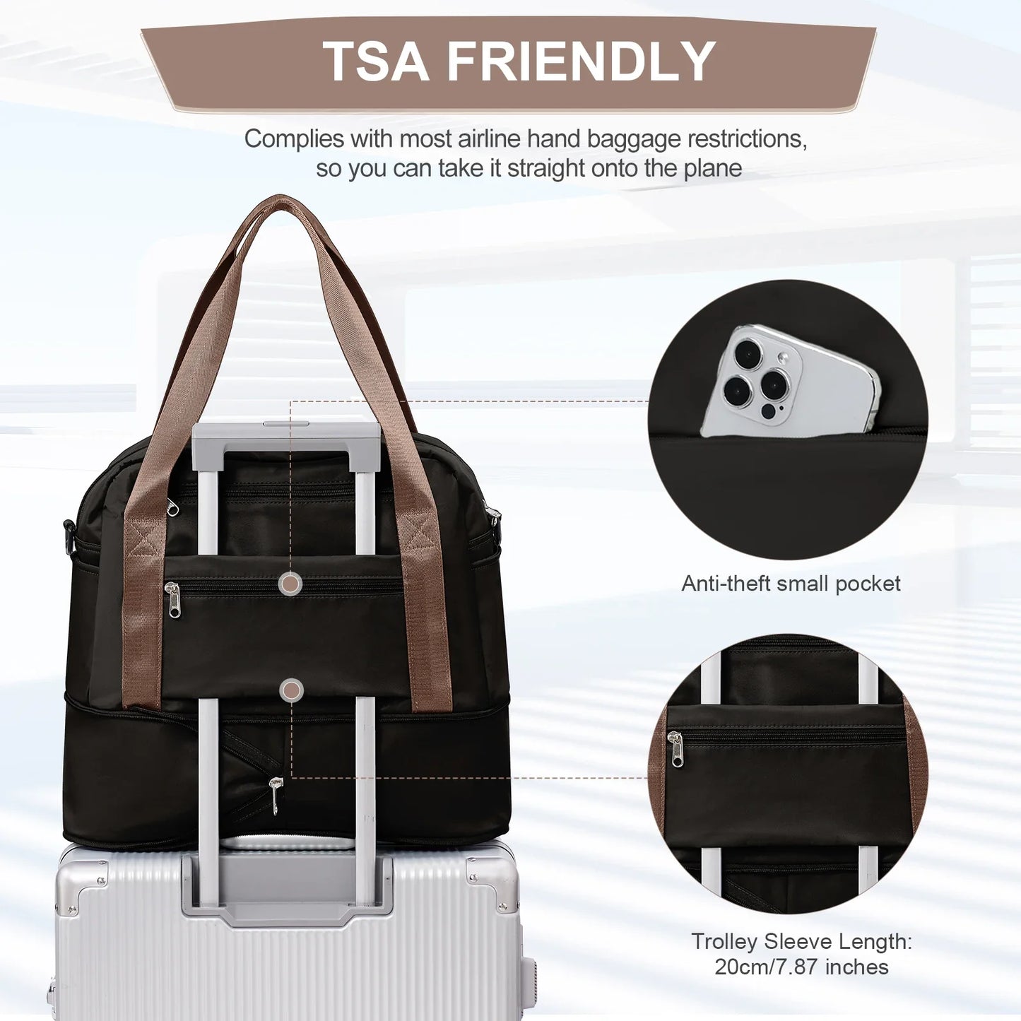 Norvo | Reisekoffert "Skyvora" | Maksimal størrelse for håndbagasje | Lett og allsidig | 40x20x25 cm & 45x36x20 cm