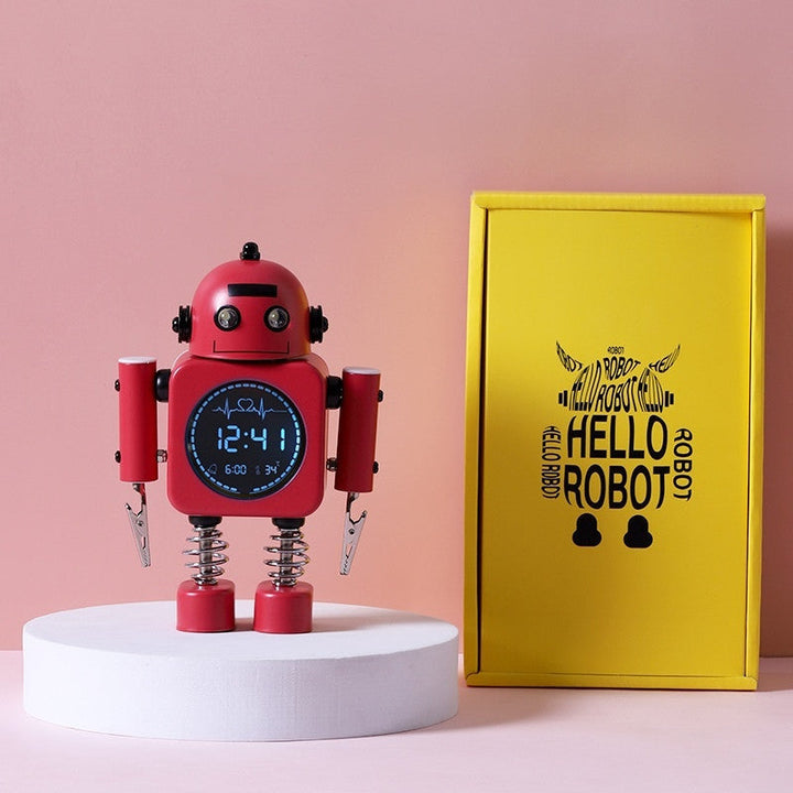 Skanto | Robot Vekkerklokke, Lettlest Digitalt Display, Behagelige Lyder & Temperatur