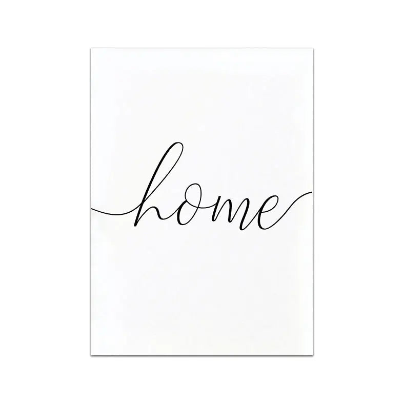 Home Sweet Home Black White Quotes Posters Wall Art Canvas Prints Minimalist Nordic Pictures For Simple Living Room Decor | Skanto