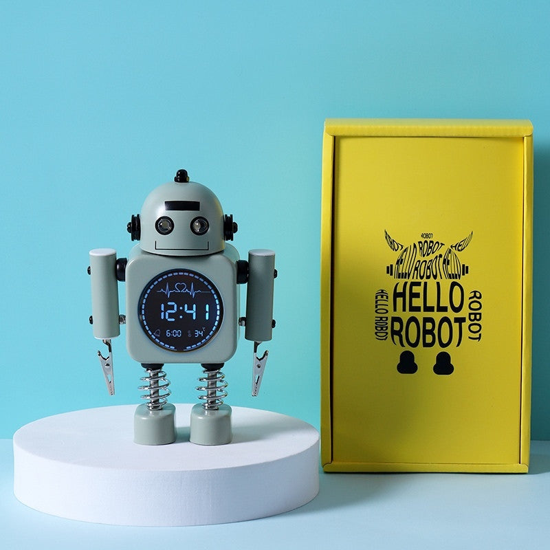 Skanto | Robot Vekkerklokke, Lettlest Digitalt Display, Behagelige Lyder & Temperatur