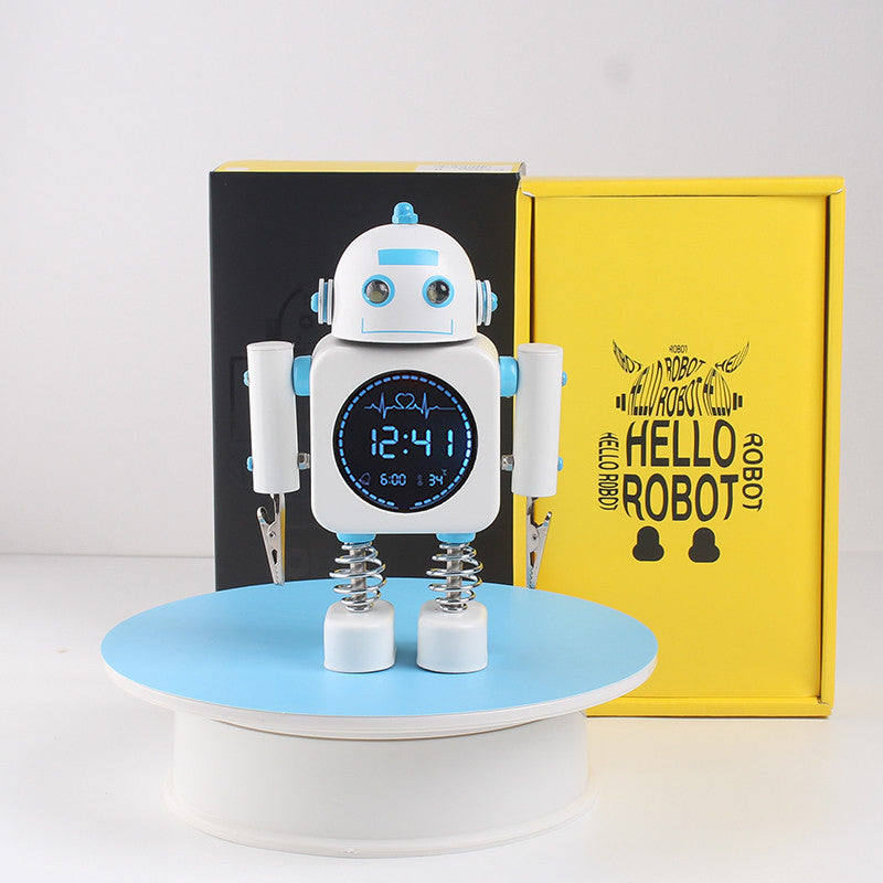 Skanto | Robot Vekkerklokke, Lettlest Digitalt Display, Behagelige Lyder & Temperatur