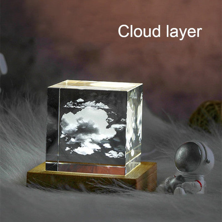 Skanto | 3D Galaxy Krystall Glass Cube med Ladelig Fargerik Lysbase, for Gave & Hjem Dekorasjon