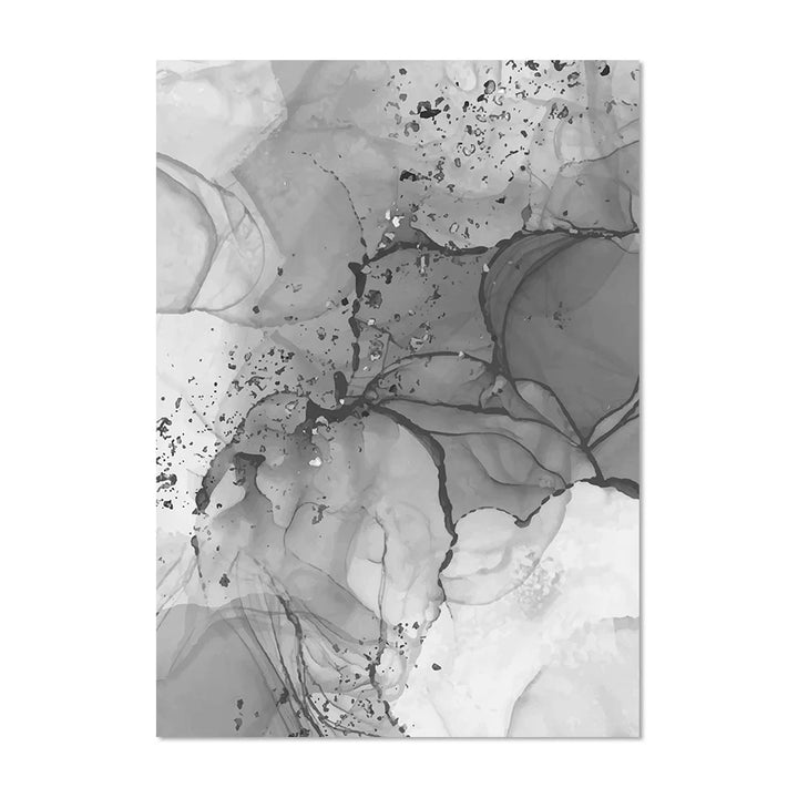 Modern Gray Fluid Marble Print Wall Art Fine Art Canvas Prints Abstract Black White Posters for Living Room Home Office Art Decor | Skanto
