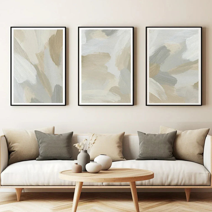 Neutral Colors Abstract Thick Brush Painting Wall Art Fine Art Canvas Prints Posters Pictures For Modern Living Room Bedroom Art Decor | Skanto