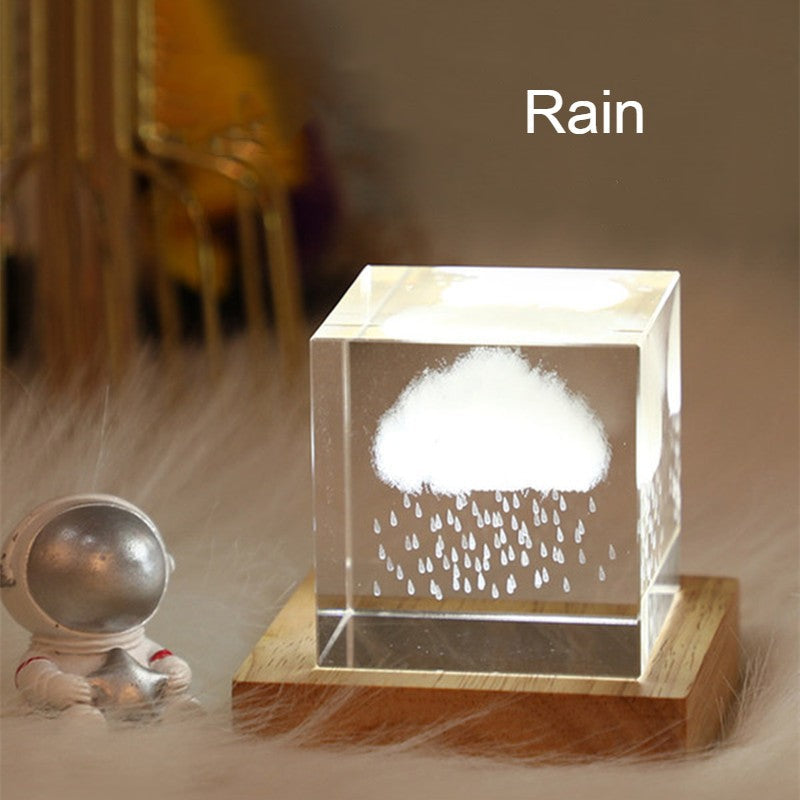 Skanto | 3D Galaxy Krystall Glass Cube med Ladelig Fargerik Lysbase, for Gave & Hjem Dekorasjon