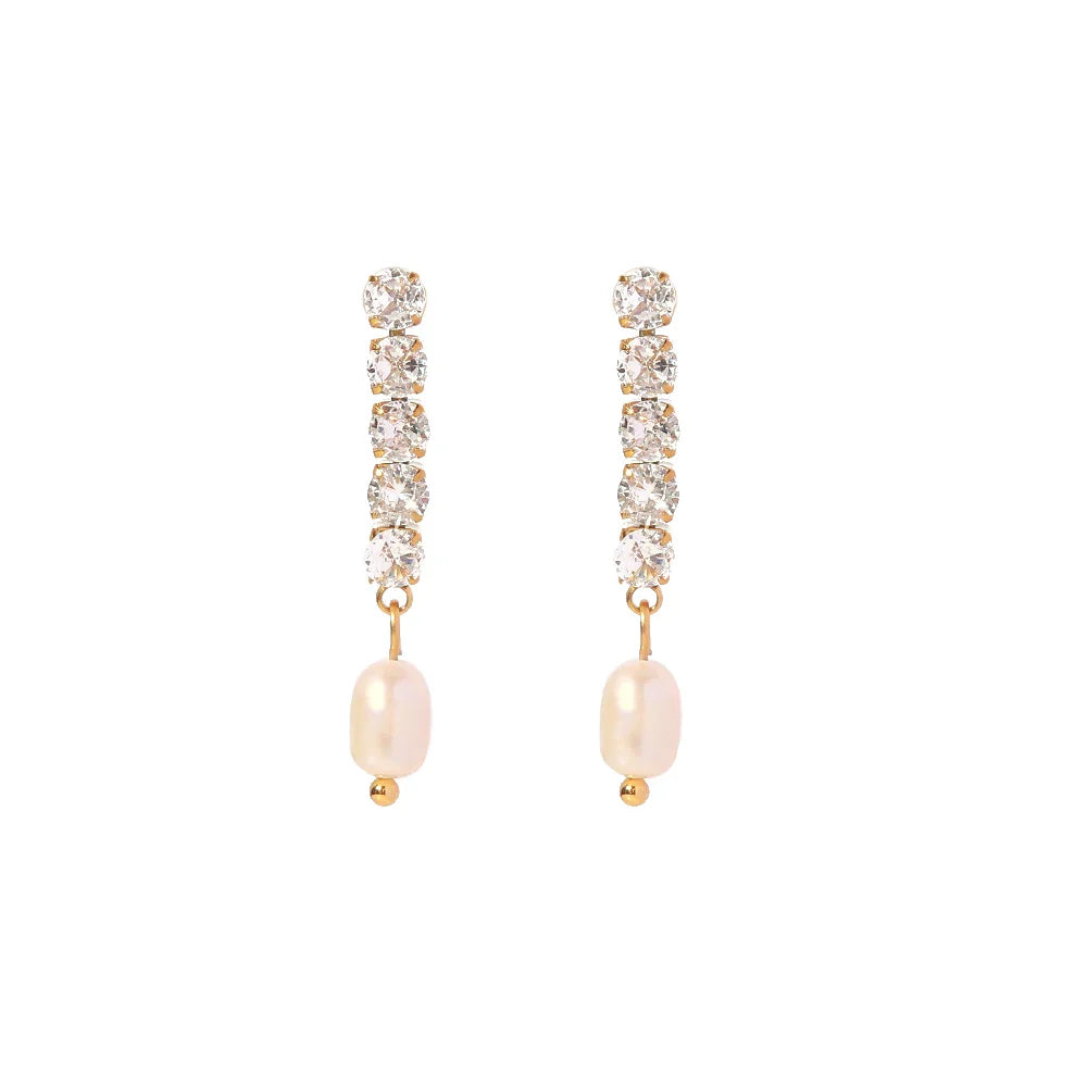 Skanto | 18k Delikat Diamant Frynse Perle Dangle Øredobber