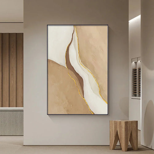 Modern Geometric Abstract Wall Art Prints Gray Beige Brown Canvas Paintings for Living Room Modern Home Interior Decor | Skanto