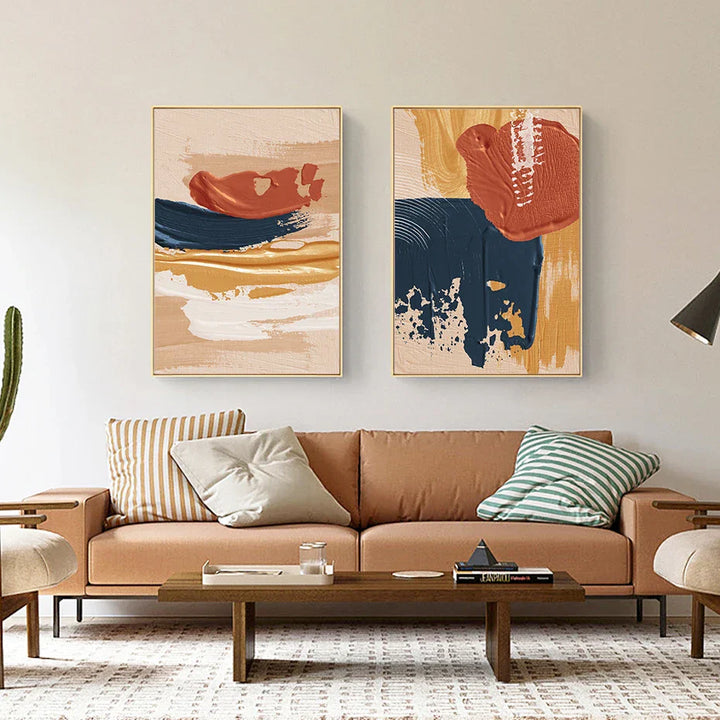 Modern Abstract Bold Brushstroke Color Fusion Wall Art Fine Art Canvas Print Colorful Pictures for Living Room | Skanto