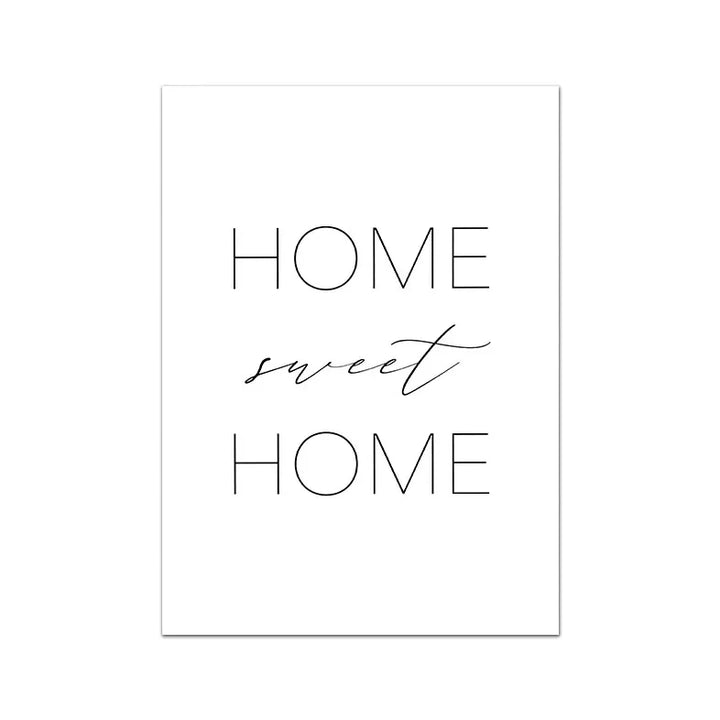 Home Sweet Home Black White Quotes Posters Wall Art Canvas Prints Minimalist Nordic Pictures For Simple Living Room Decor | Skanto