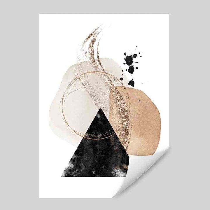 Abstrakt geometrisk kunsttrykk i svart og gull nr. 2