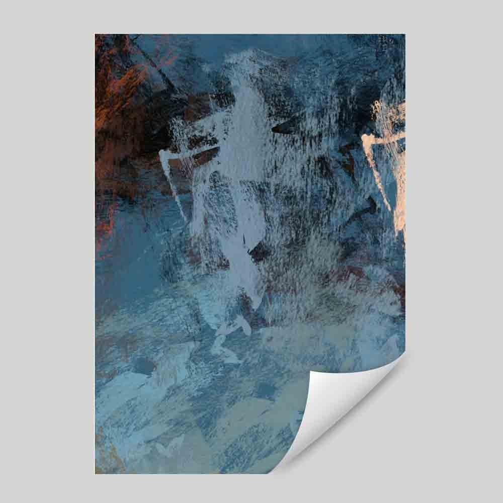 Abstrakt blått og oransje kunsttrykk nr. 3