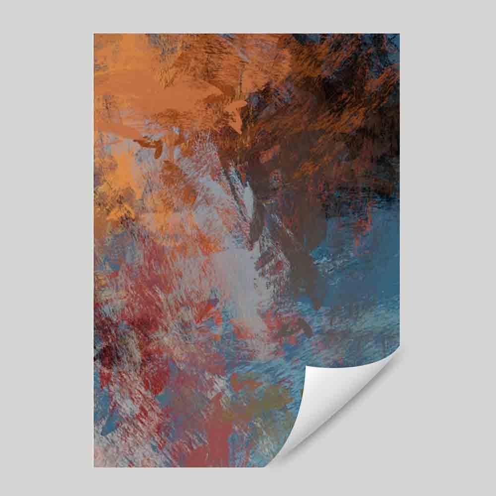 Abstrakt blått og oransje kunsttrykk nr. 2
