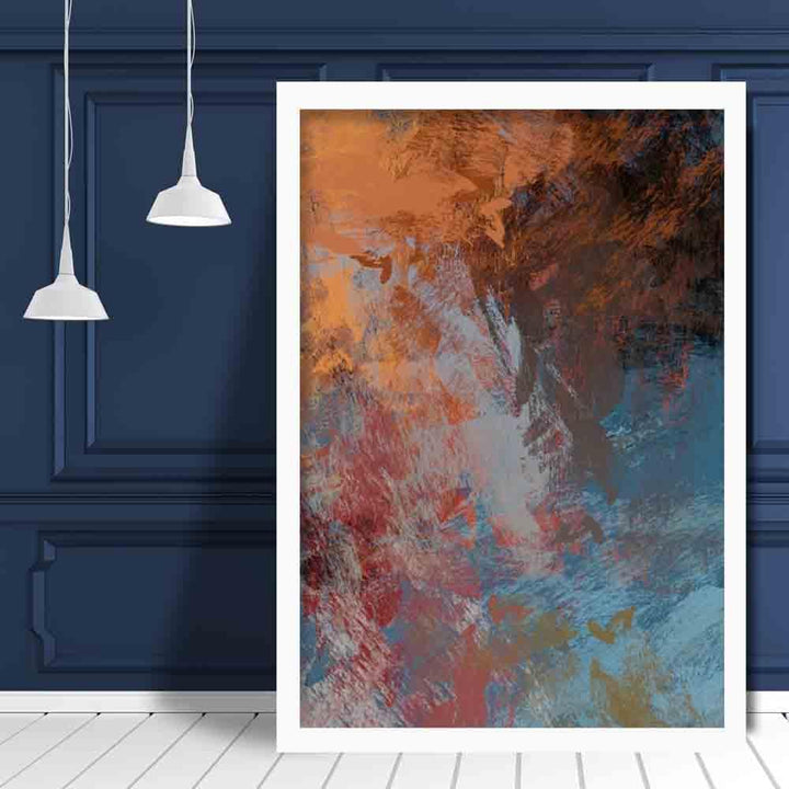 Abstrakt blått og oransje kunsttrykk nr. 2