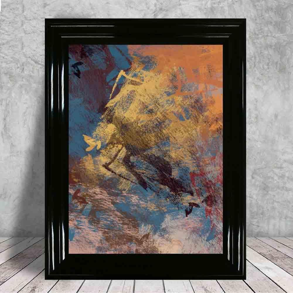 Abstrakt blått og oransje kunsttrykk nr. 1