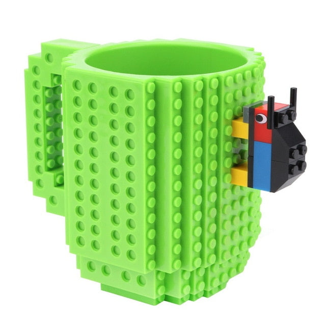 Norvo | 350ml Kreativ Lego Kaffe Kopper silikon rustfritt stål Reise Barn Voksen Bestikk Drikke Servise Sett for Barn