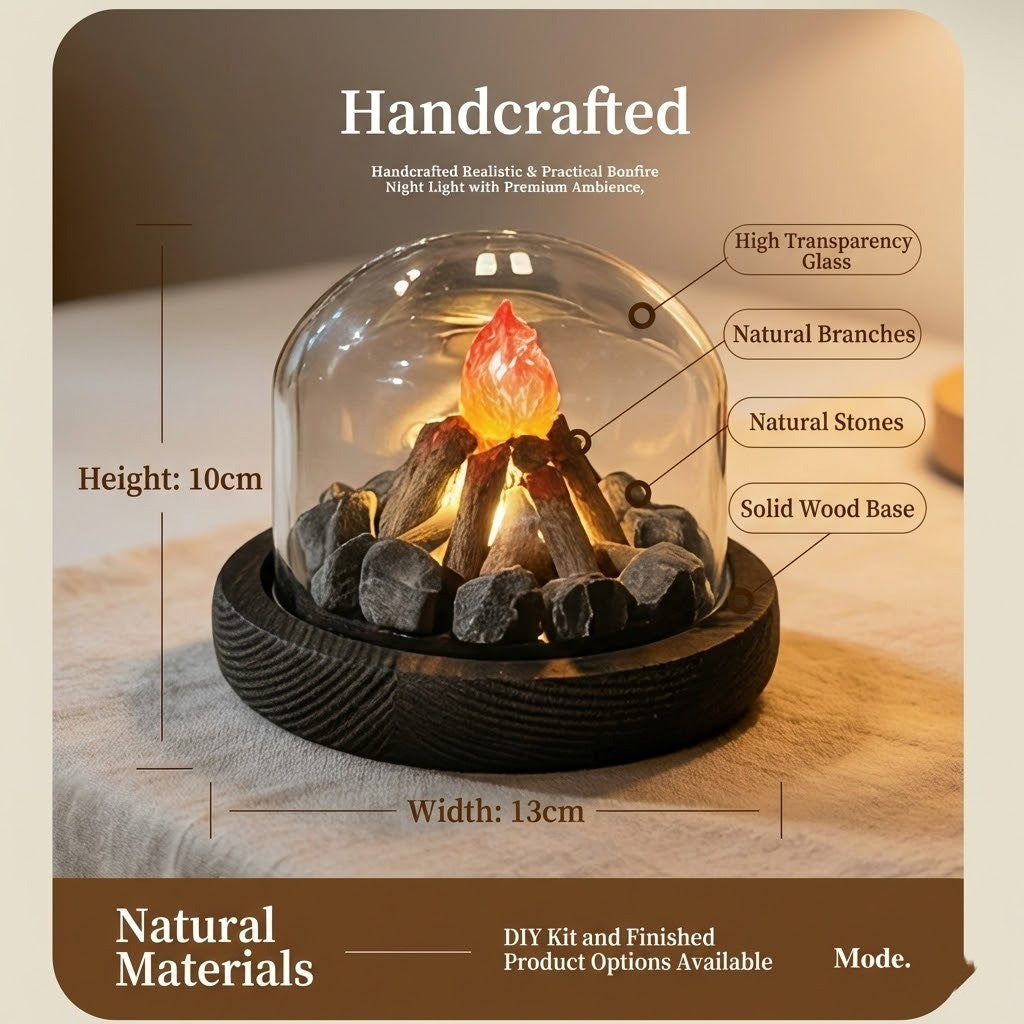 Mini Bonfire Flame Glass Dome Nattlampe | Skanto