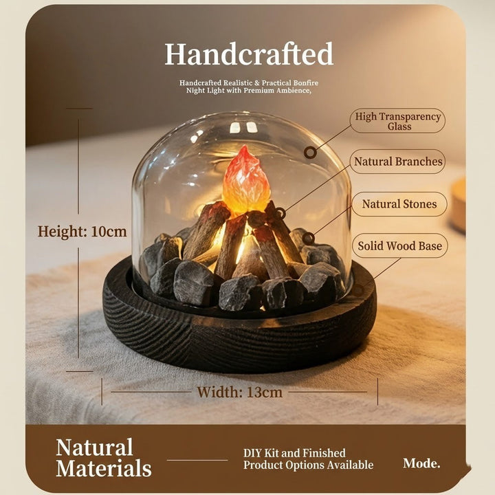 Mini Bonfire Flame Glass Dome Nattlampe | Skanto