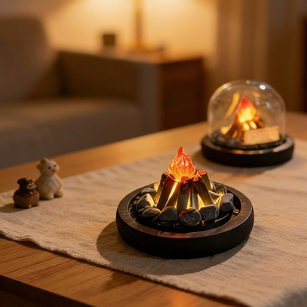 Mini Lagerfeuer Flamme Glasskål Nattbordlampe | Skanto