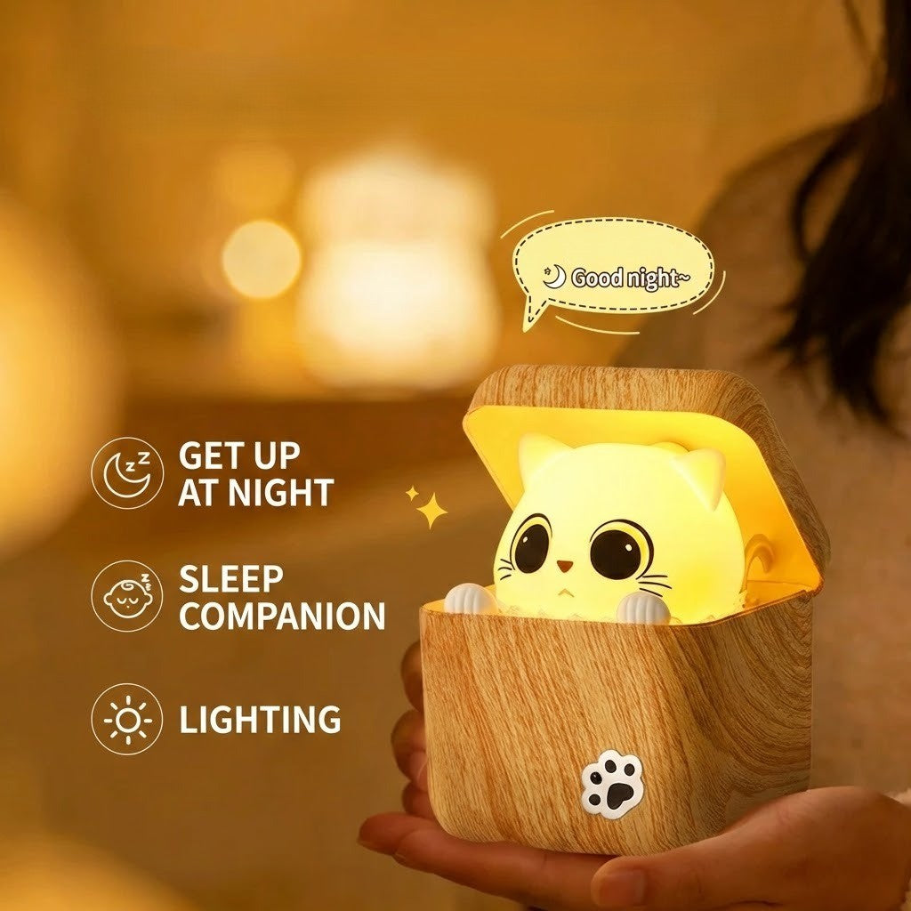 Søt Peekaboo Katt Tre Nattlys Lampe | Skanto