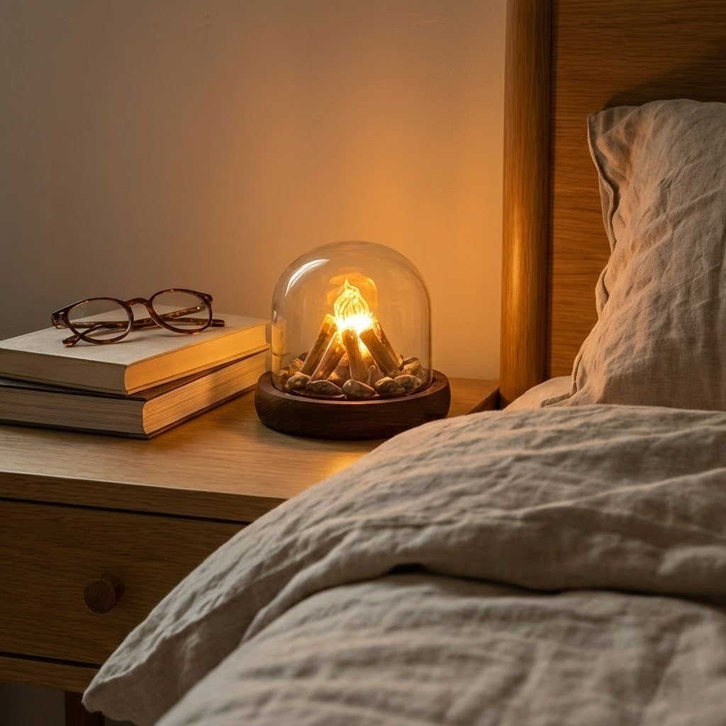 Mini Bonfire Flame Glass Dome Nattlampe | Skanto