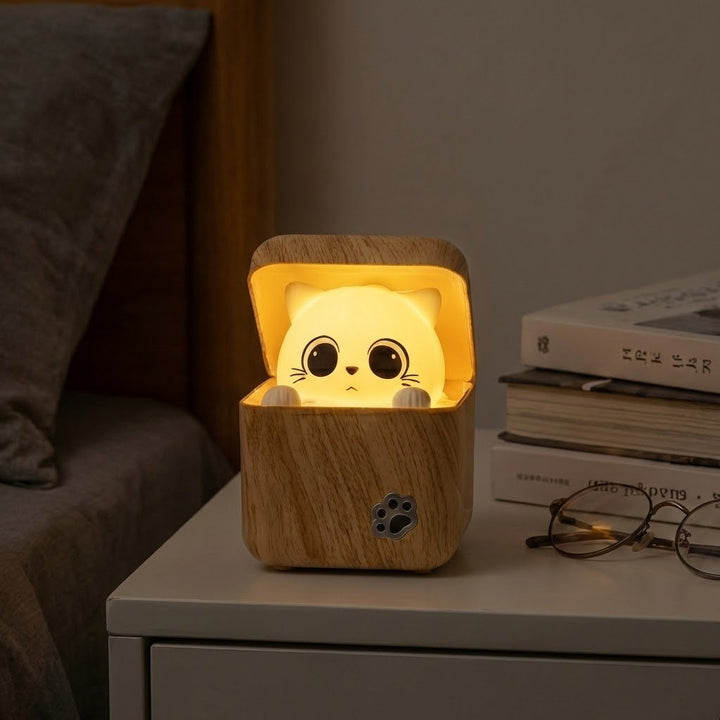 Søt Peekaboo Katt i Tre Nattlys Lampe | Skanto