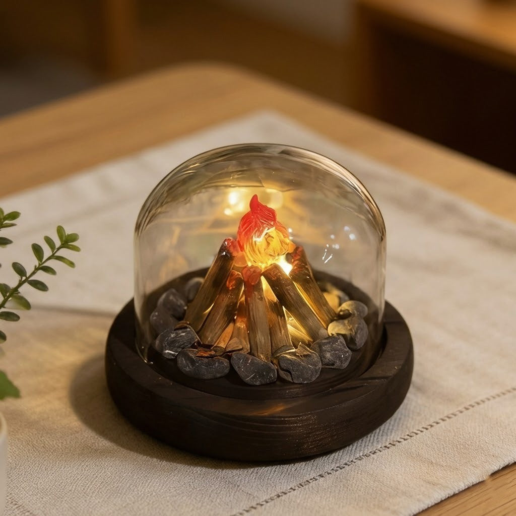Mini Bonfire Flame Glass Dome Nattlampe | Skanto